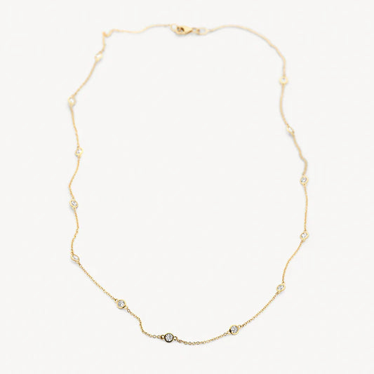 14CT YG CZ BLUSH NECKLACE