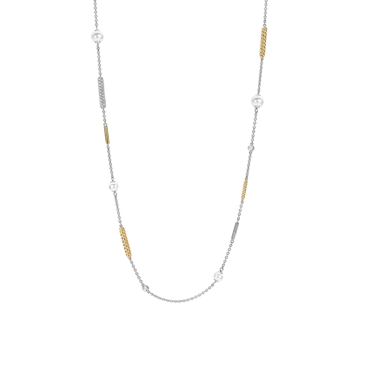 TISENTO CZ & PEARL TWO-TONED NECKLACE
