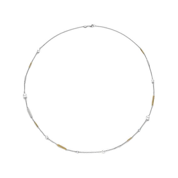 TISENTO CZ & PEARL TWO-TONED NECKLACE
