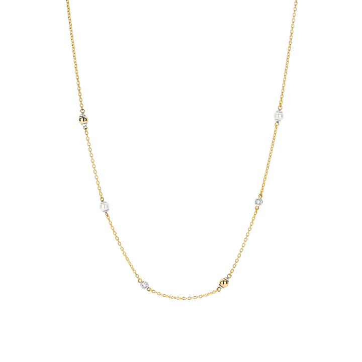 TISENTO GOLD CHAIN WITH PEARLS & ZIRCONIA