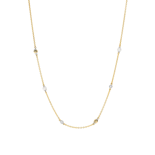 TISENTO GOLD CHAIN WITH PEARLS & ZIRCONIA
