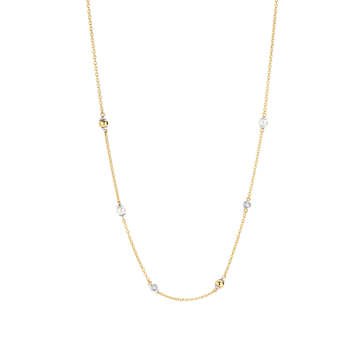 TISENTO GOLD CHAIN WITH PEARLS & ZIRCONIA
