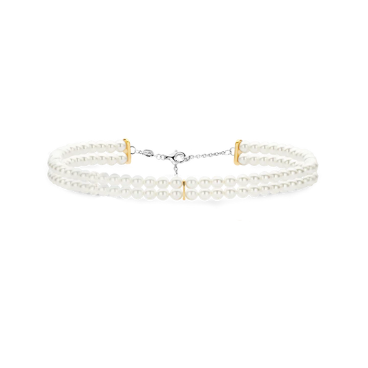 TISENTO TWO-TONED DOUBLE PEARL NECKLACE