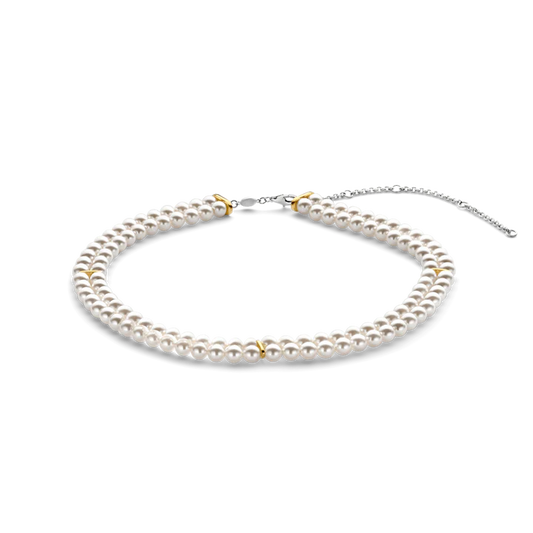 TISENTO TWO-TONED DOUBLE PEARL NECKLACE