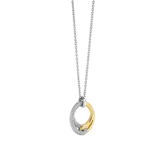 TISENTO CZ TWO TONED INTERLOCKING PENDANT