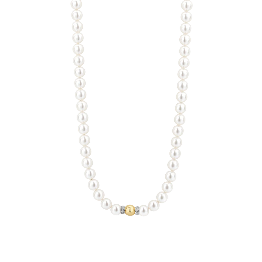 Tisento Pearl Necklace with Single Gold on Silver Sphere