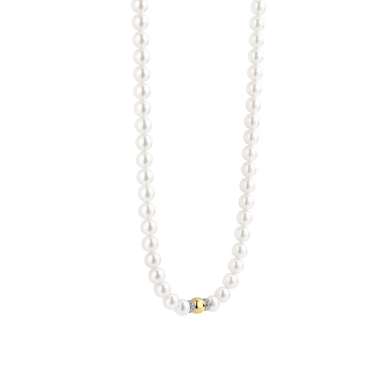 Tisento Pearl Necklace with Single Gold on Silver Sphere
