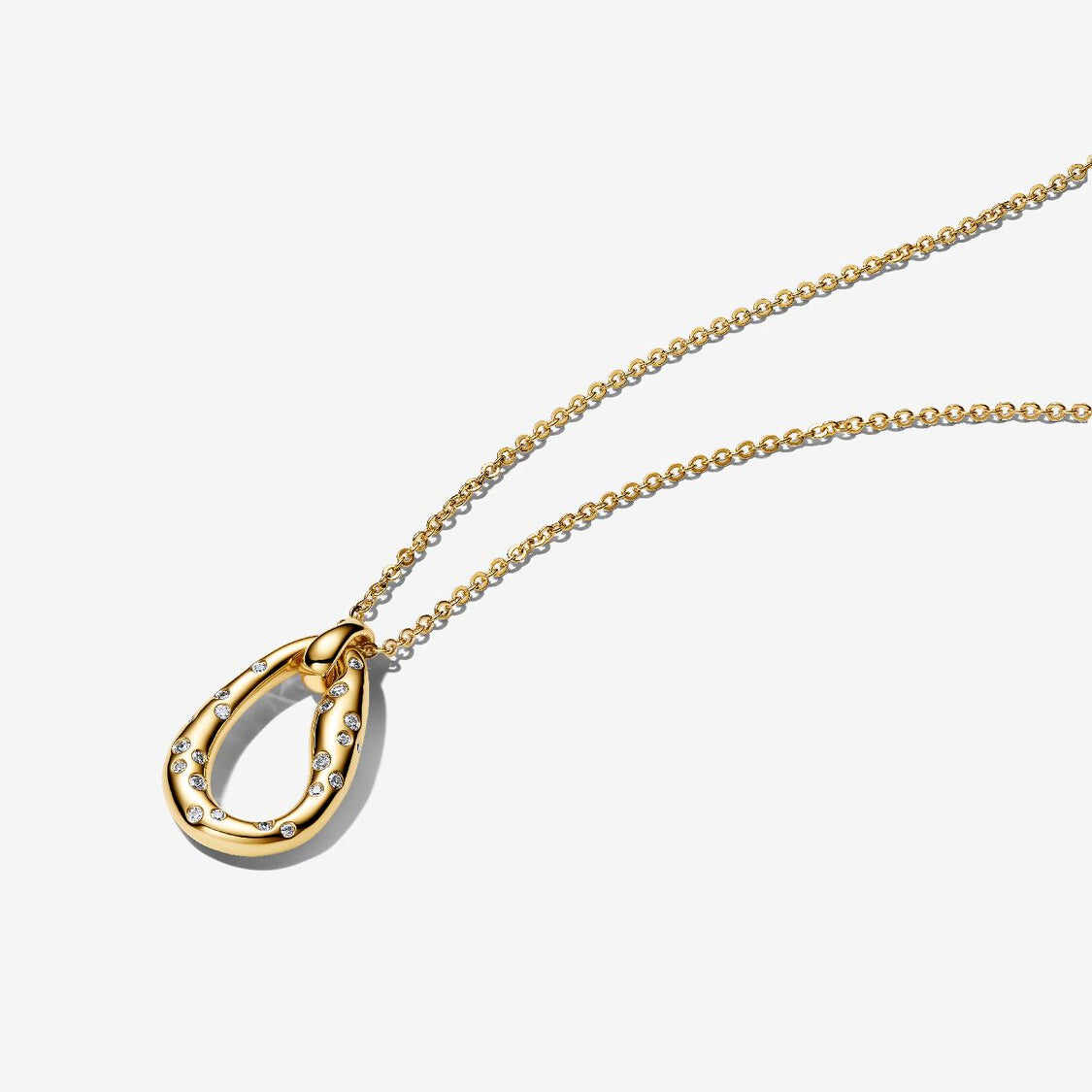 14ct Gold on Silver Organic Shaped Pendant Pandora Necklace