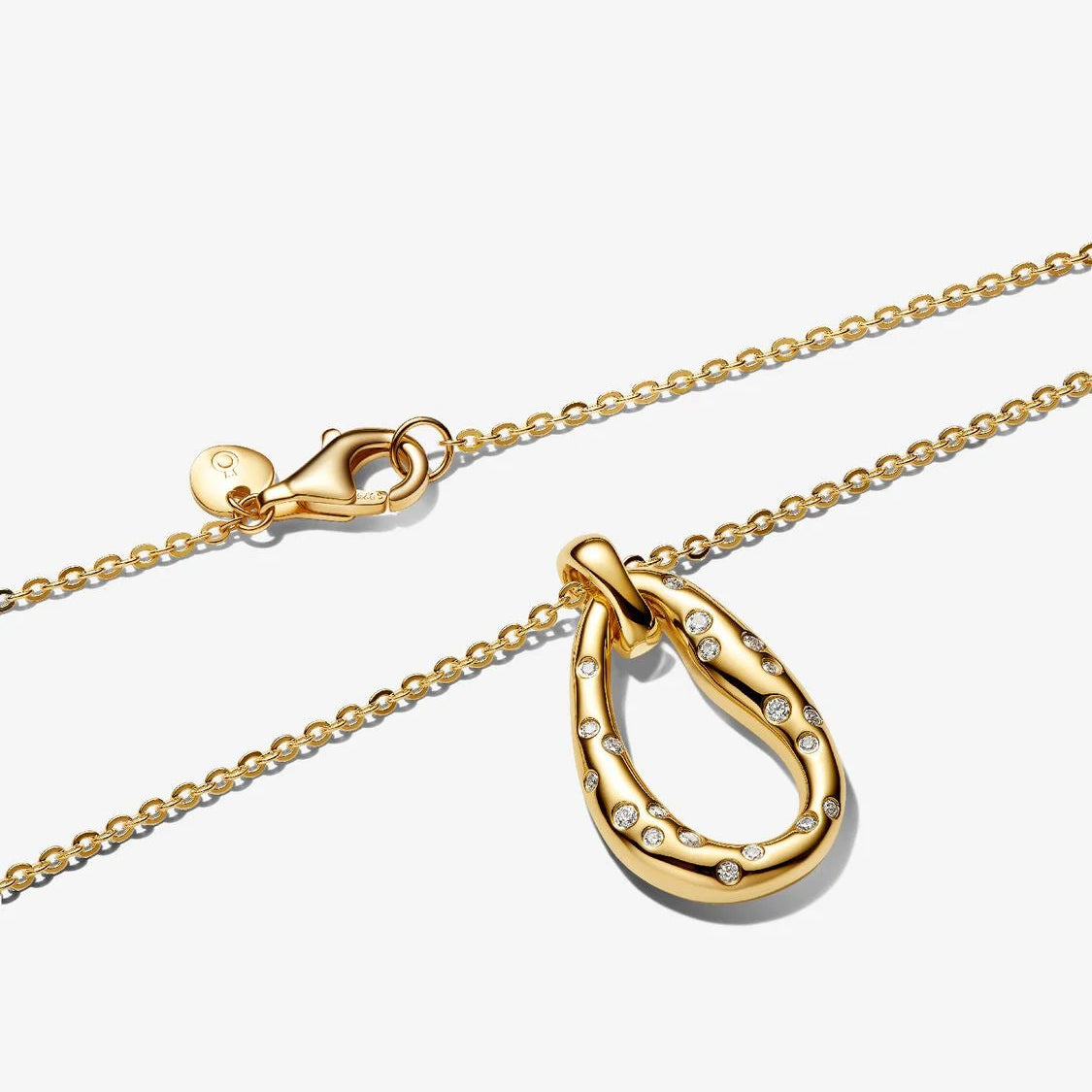 14ct Gold on Silver Organic Shaped Pendant Pandora Necklace