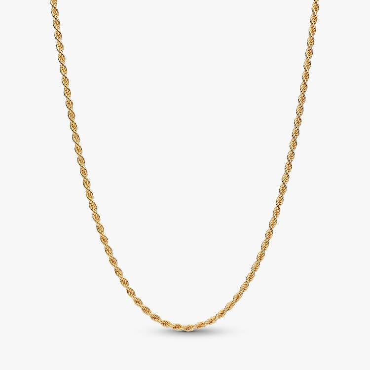 14ct Gold on Silver Rope Chain Pandora Necklace