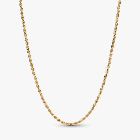 14ct Gold on Silver Rope Chain Pandora Necklace