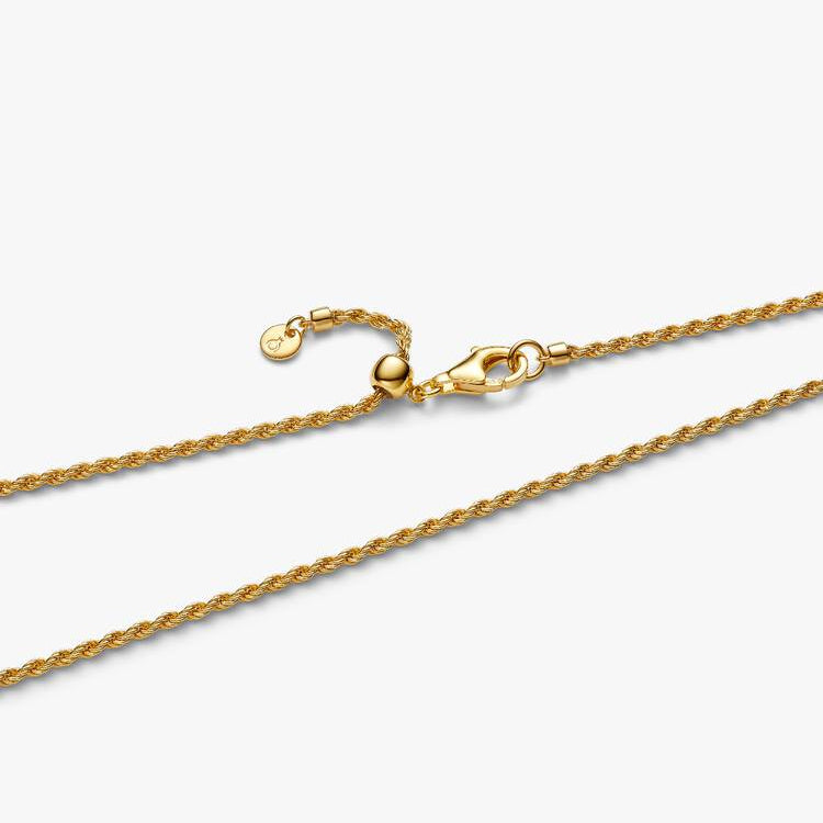 14ct Gold on Silver Rope Chain Pandora Necklace