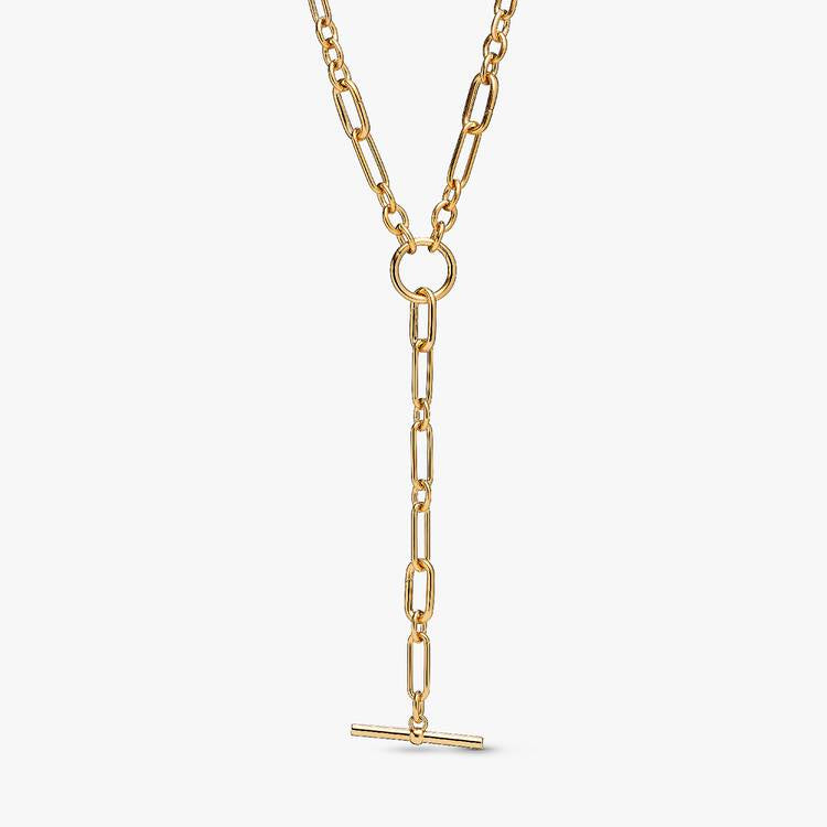 14ct Gold on Silver Pandora T-Bar Y-Necklace