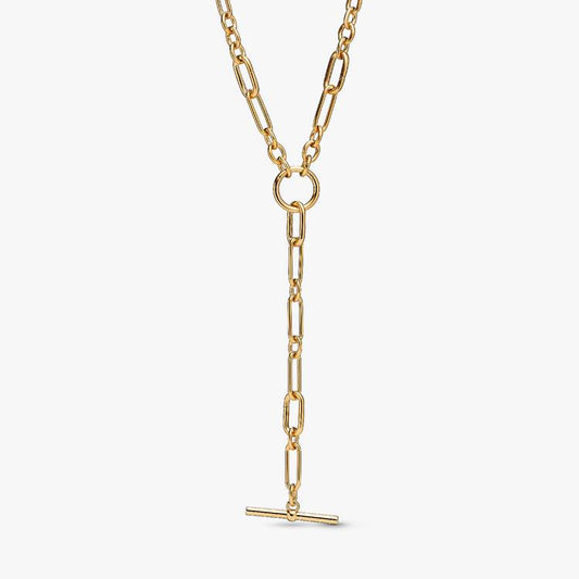 14ct Gold on Silver Pandora T-Bar Y-Necklace