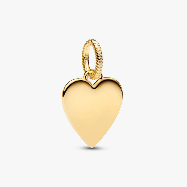 14ct Gold on Silver Engravable Heart Tag Pandora Charm