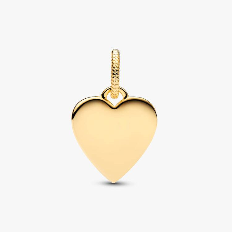 14ct Gold on Silver Engravable Heart Tag Pandora Charm
