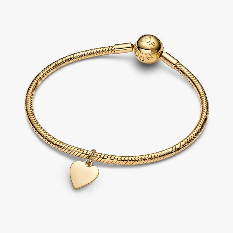 14ct Gold on Silver Engravable Heart Tag Pandora Charm