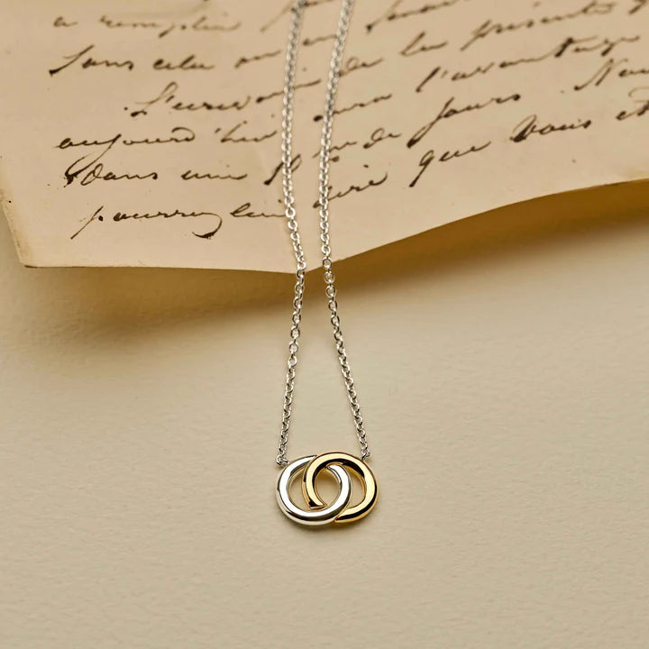 TISENTO GOLD ON SIL INTERLOCKING RINGS PENDANT