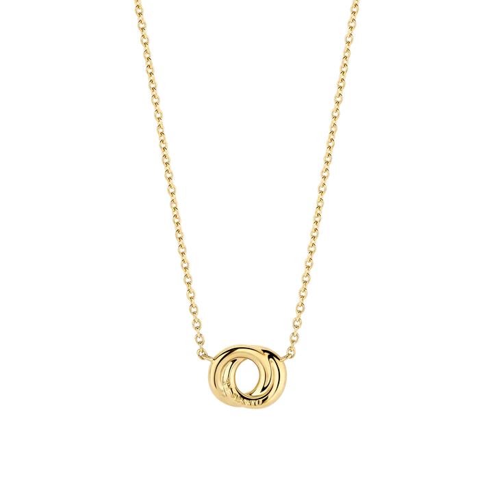 TISENTO BLACK CZ INTERLOCKING RINGS GOLD PENDANT