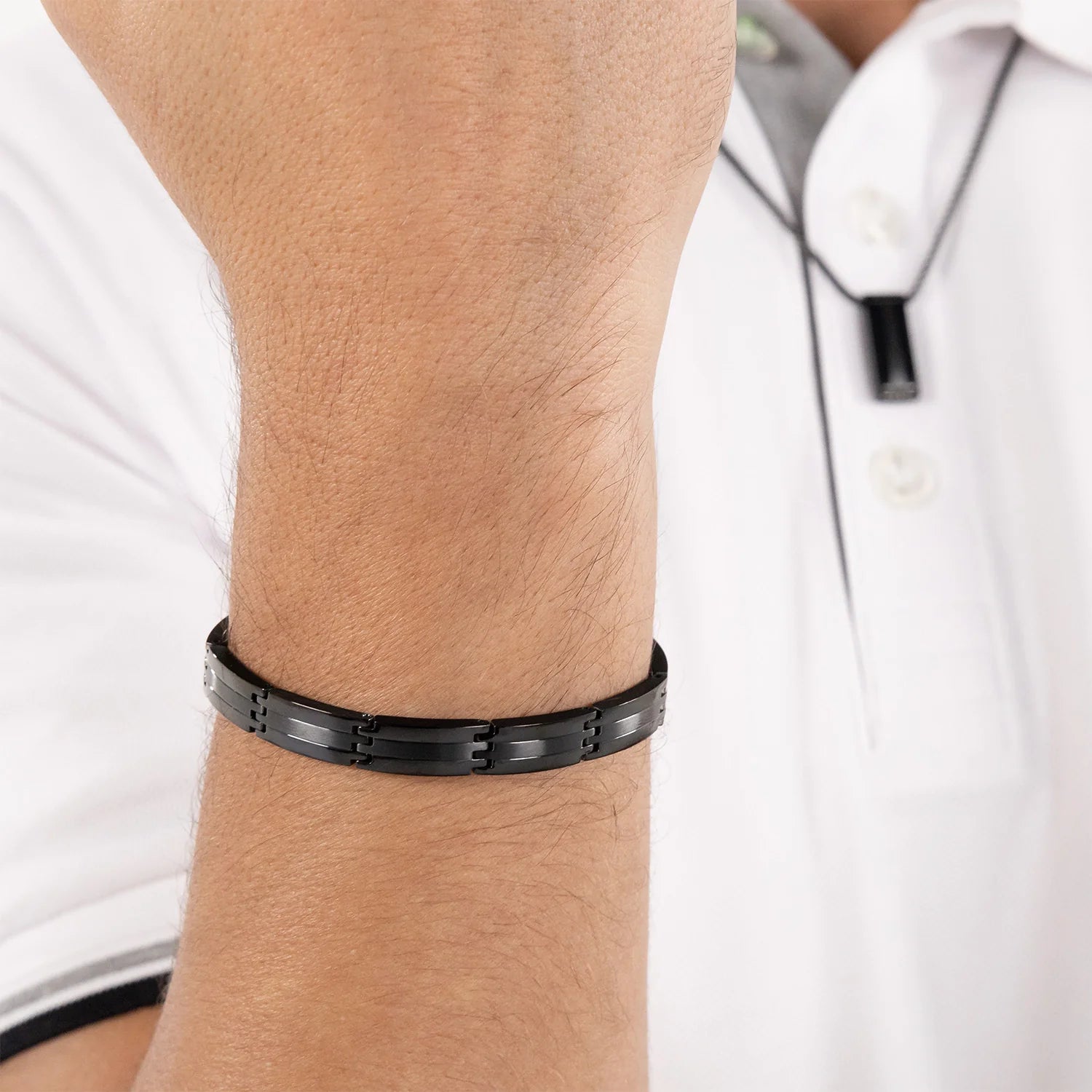 BOSS BROOKS GENTS BLACK STAINLESS STEEL BRACELET