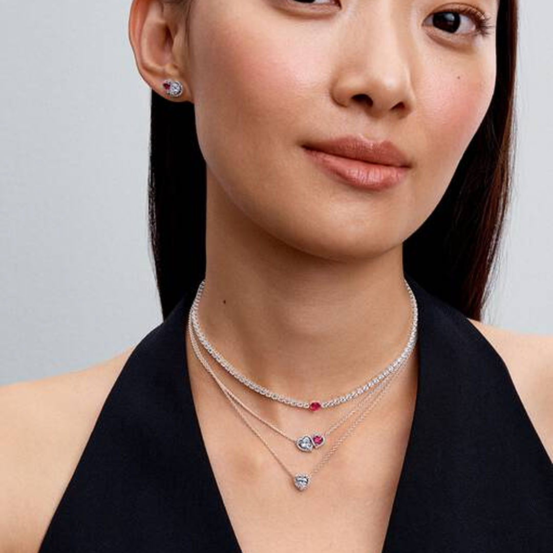 Halo Hearts Pendant Necklace
