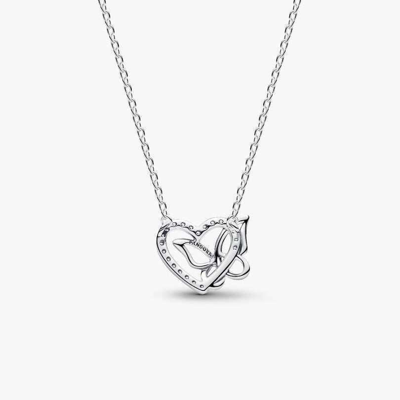 Entwined Heart & Butterfly Pendant Pandora Necklace