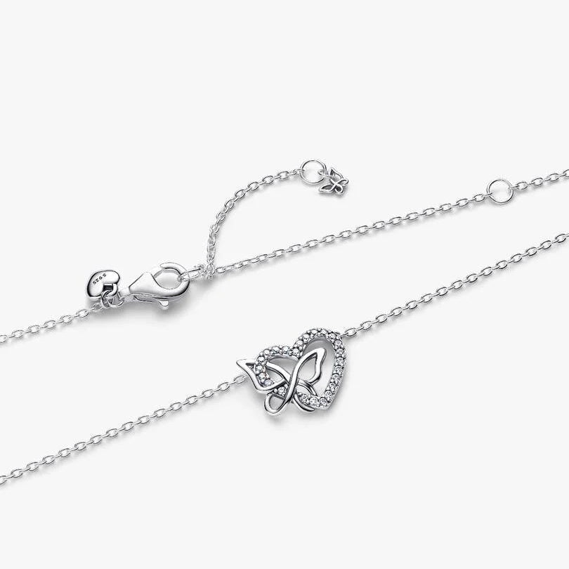 Entwined Heart & Butterfly Pendant Pandora Necklace