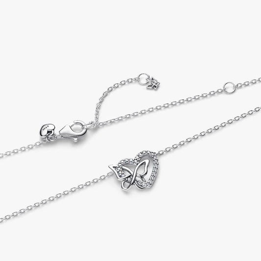 Entwined Heart & Butterfly Pendant Pandora Necklace
