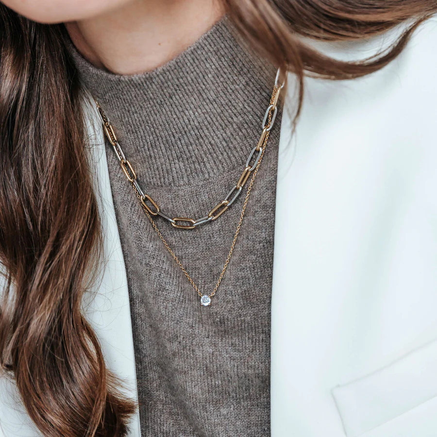 TISENTO TWO-TONED CHAIN LINK NECKLACE