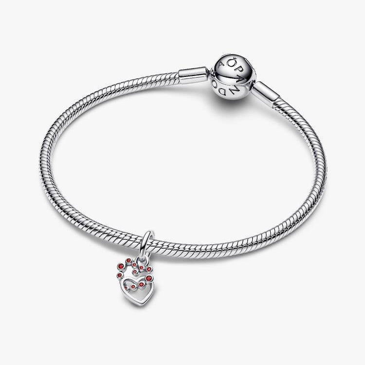 Connected Hearts with Salsa Red Crystal Charm