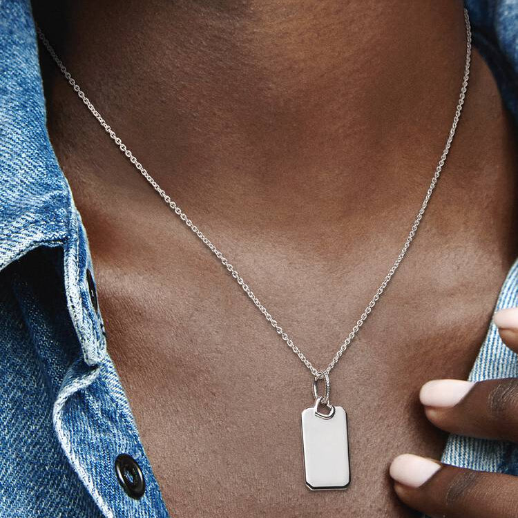 Engravable Rectangle Tag Pandora Pendant