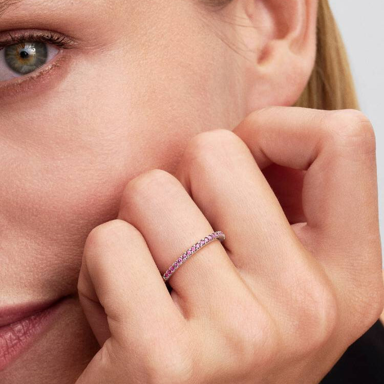 Fancy Pink Cubic Zirconia Pandora Ring