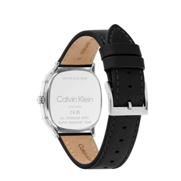 Calvin Klein Black Dial Gents Black Leather Watch