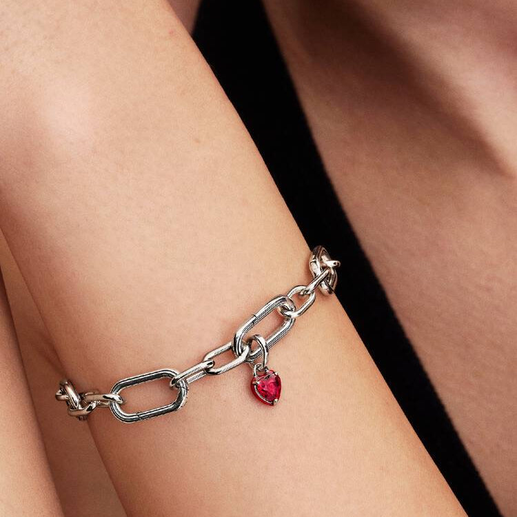 Salsa Red Crystal and Red Enamel Heart Mini Dangle Charm