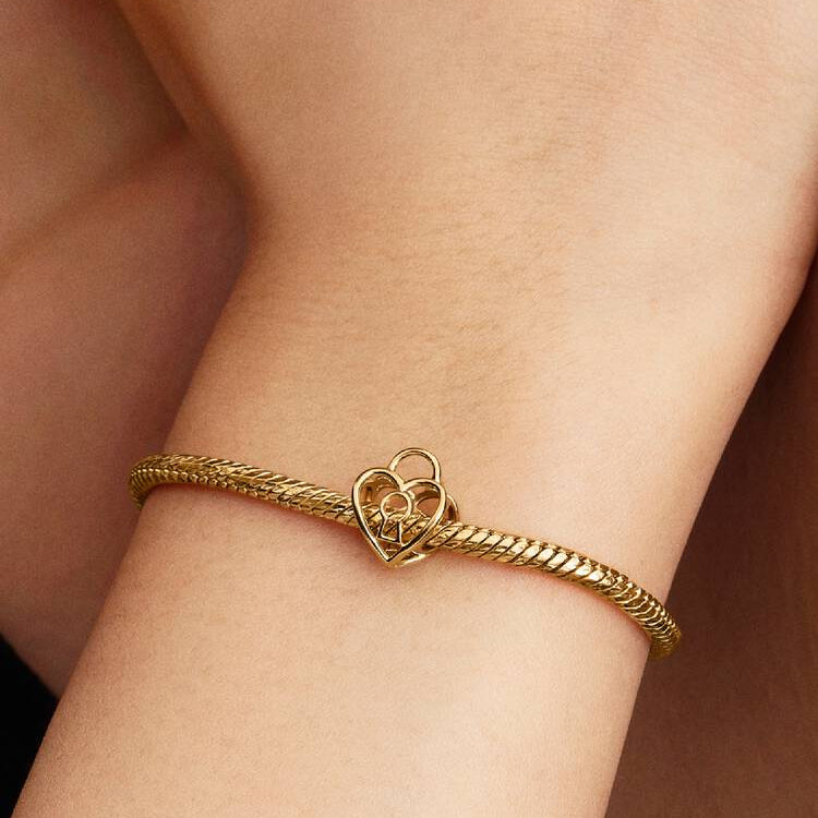 14ct Gold on Silver Heart Padlock Charm