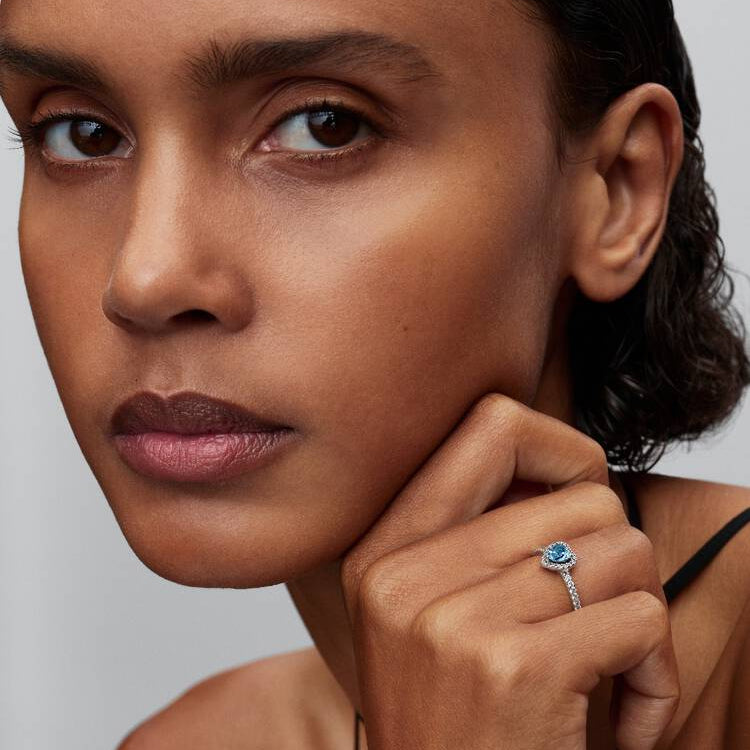 Elevated Light Blue Heart Pandora Ring