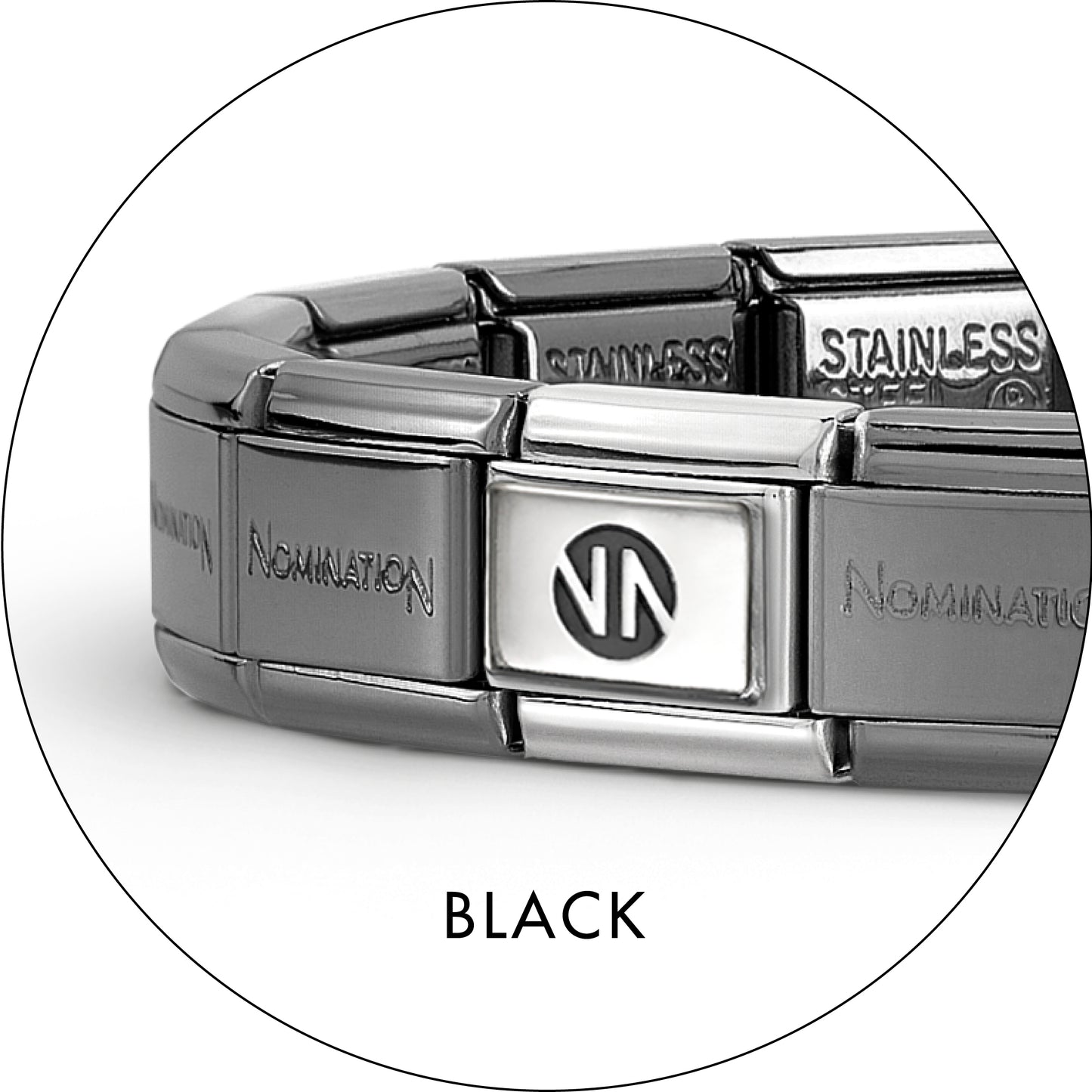 Composable Classic Black Stainless Steel Base Nomination Bracelet