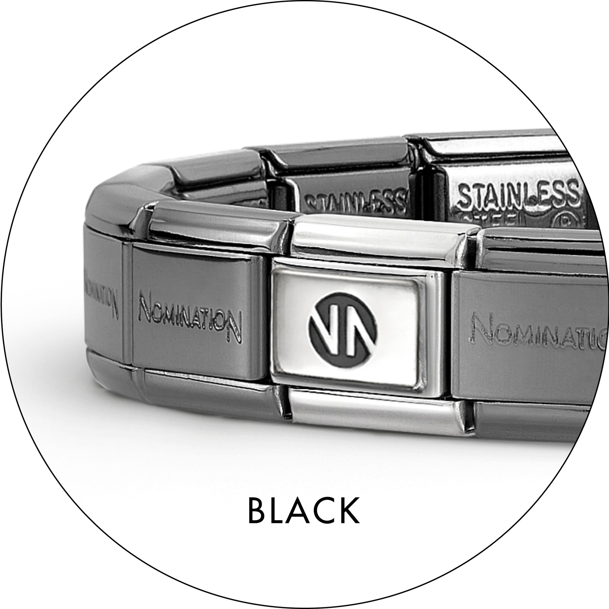 Composable Classic Black Stainless Steel Base Nomination Bracelet