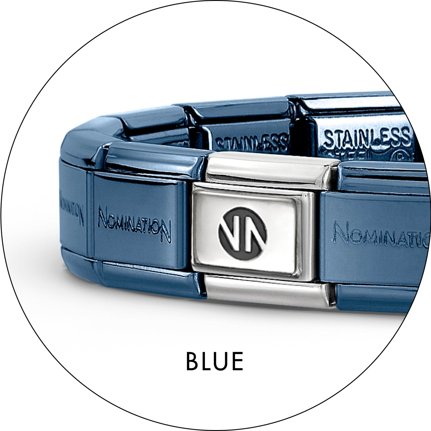 Composable Classic Blue Stainless Steel Base Nomination Bracelet
