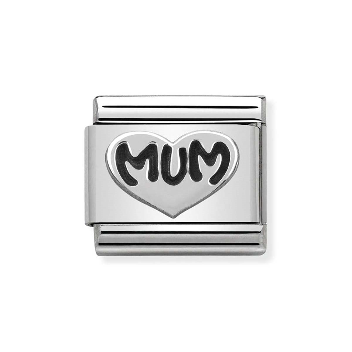 Nomination Composable Classic Link Silver Mum writing with Heart Charm