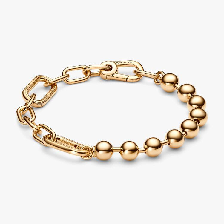 14ct Gold on Silver Pandora ME Metal Bead & Link Chain Bracelet