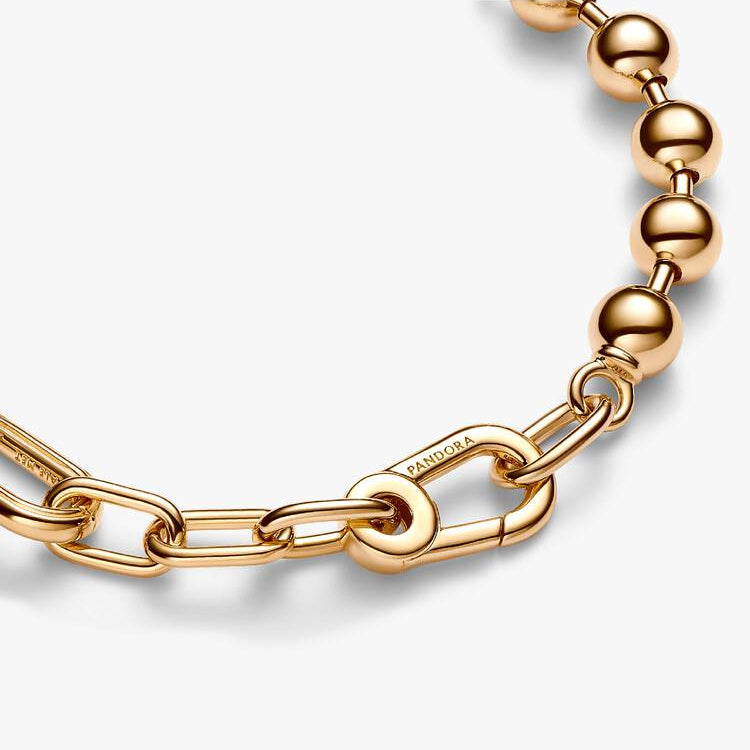 14ct Gold on Silver Pandora ME Metal Bead & Link Chain Bracelet