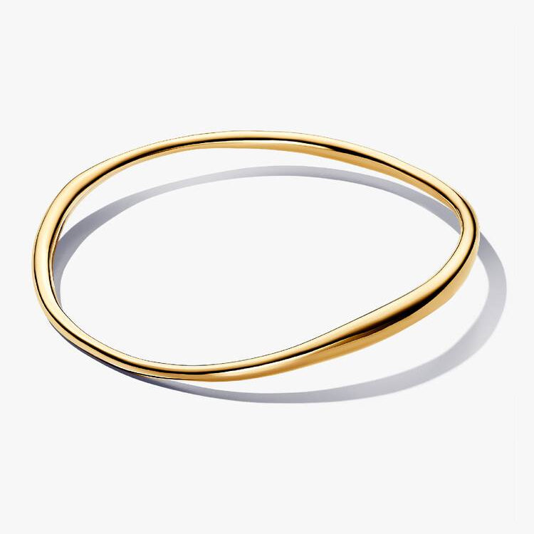 14ct Gold on Silver Organically Shaped Pandora Bangle