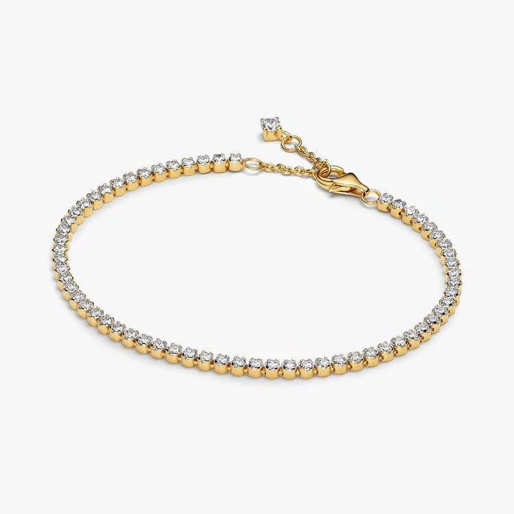 14ct Gold on Silver Sparkling Tennis Pandora Bracelet