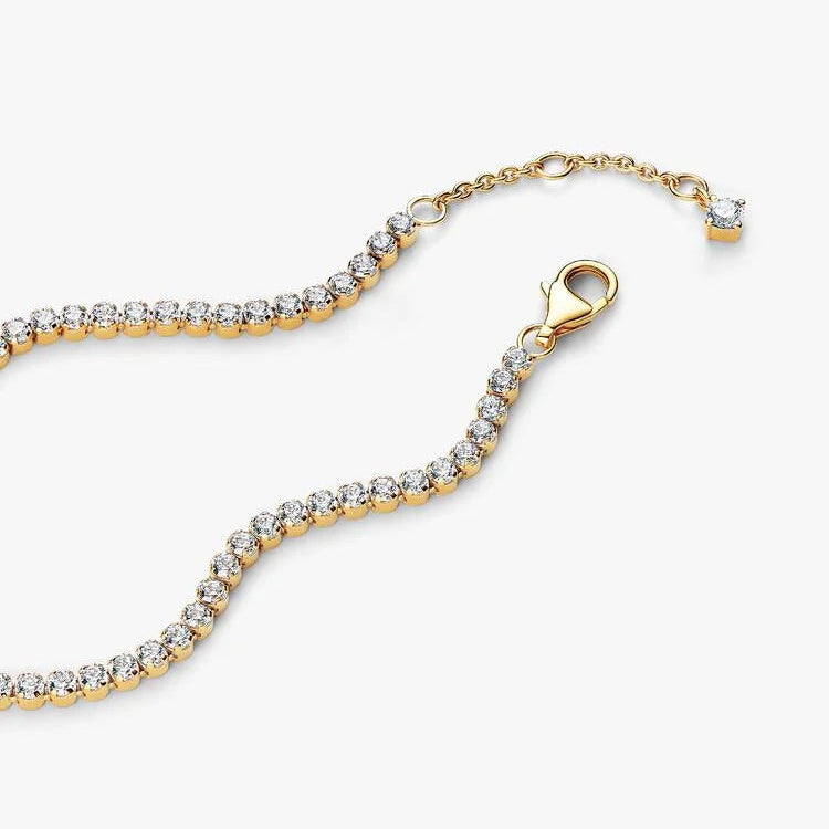 14ct Gold on Silver Sparkling Tennis Pandora Bracelet