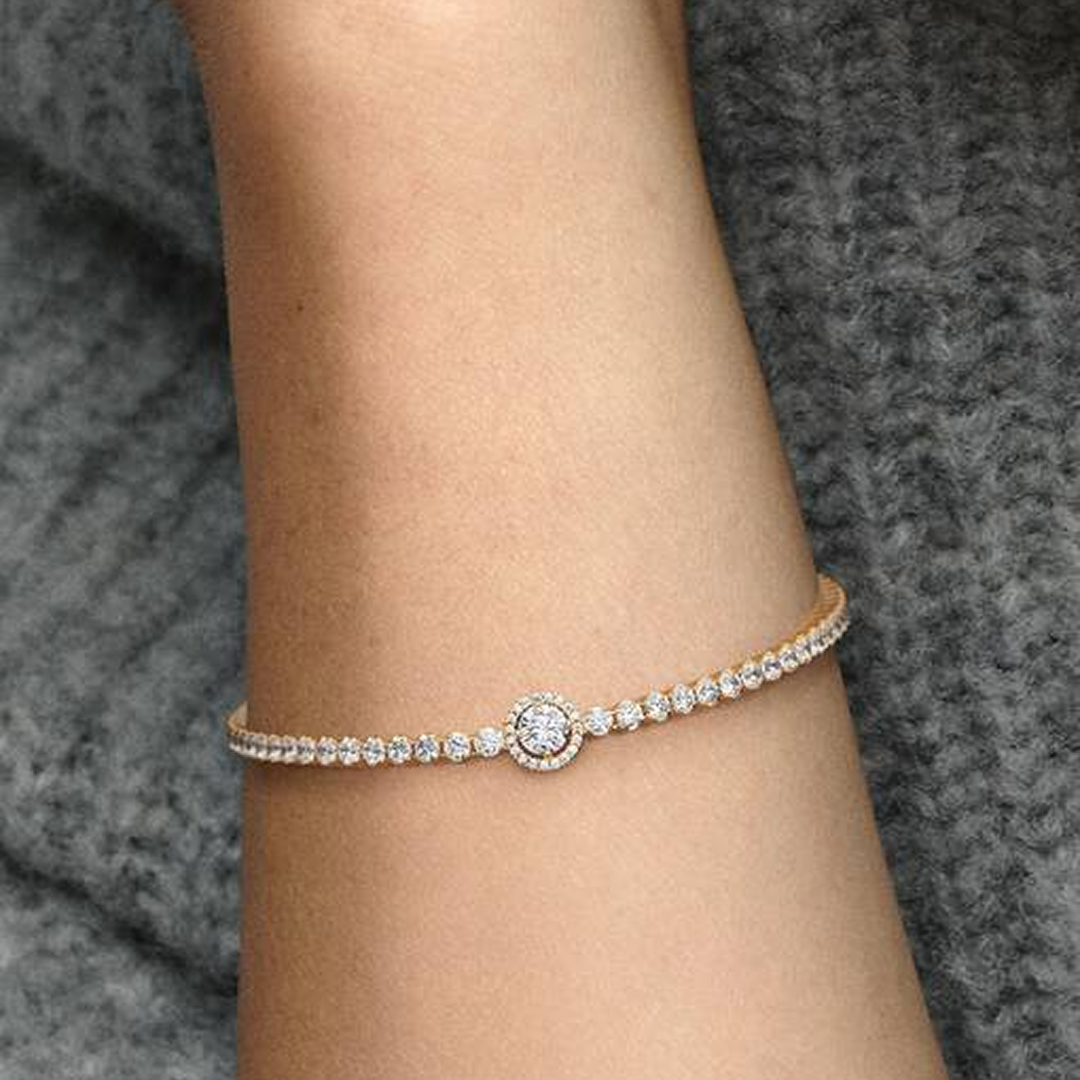 Sparkling Halo Tennis Bracelet
