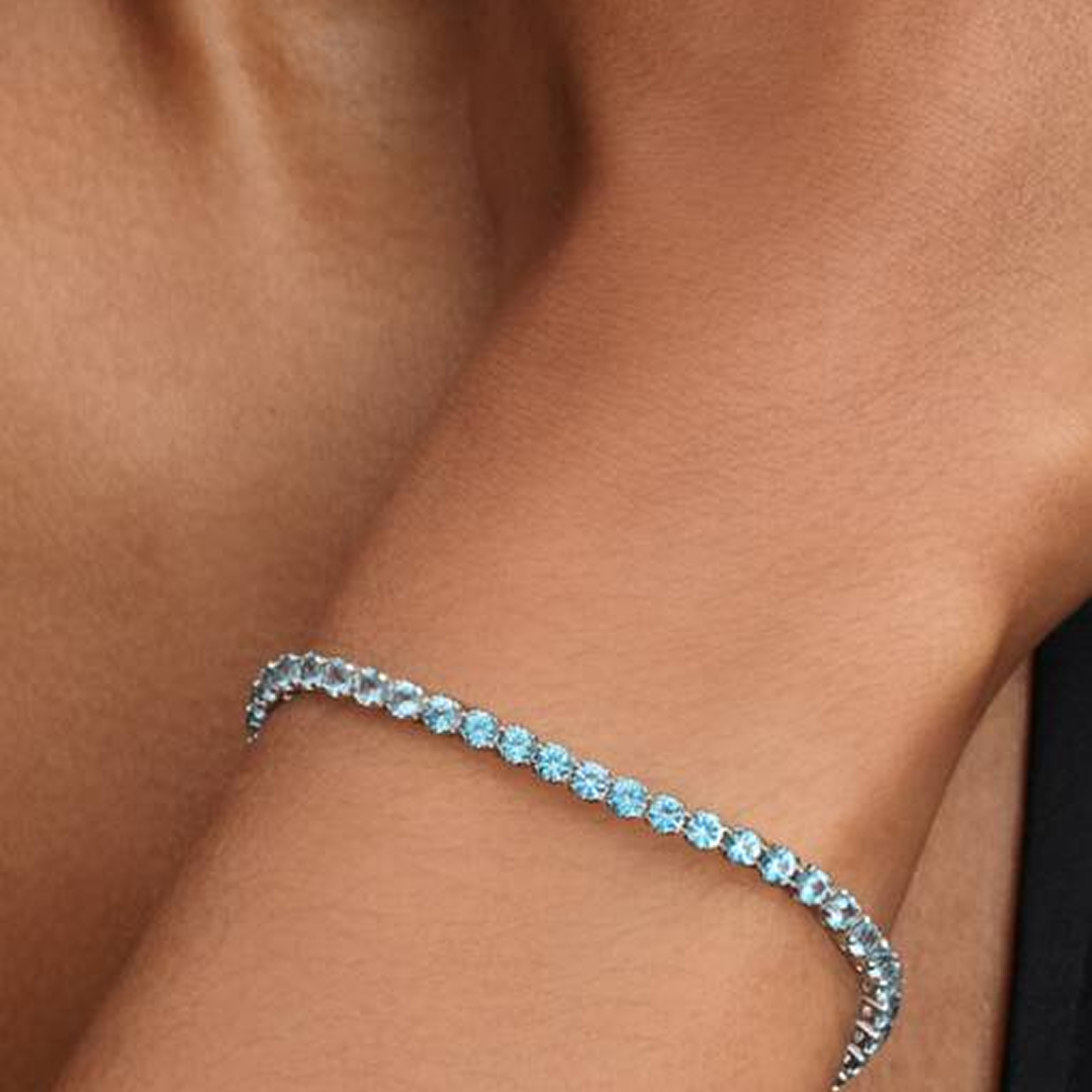 Sparkling Light Blue Tennis Bracelet