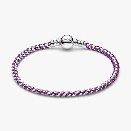 Purple Cord Box Chain Pandora Bracelet
