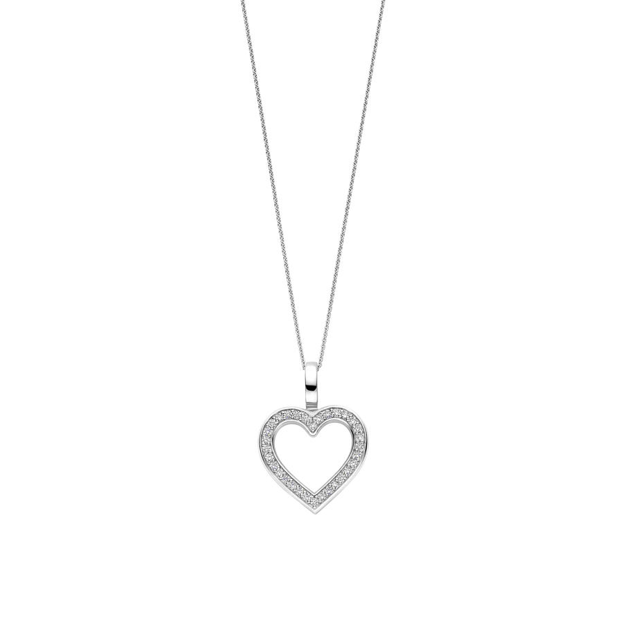 Tisento Sterling Silver Zirconia Open Heart Pendant