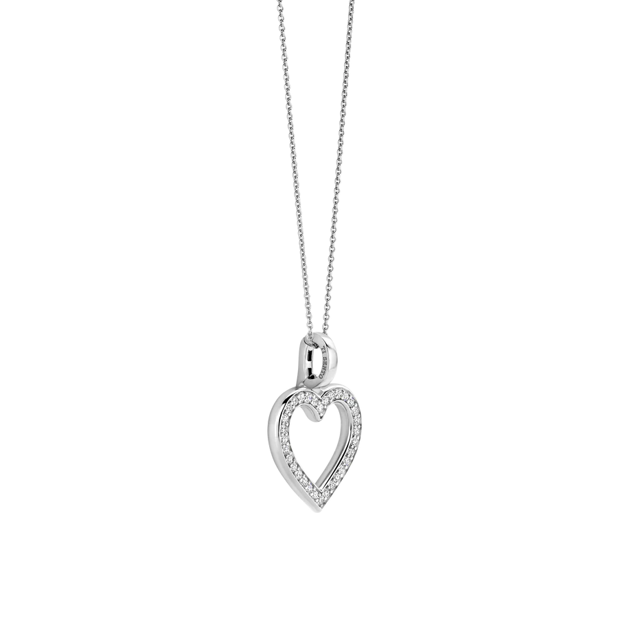 Tisento Sterling Silver Zirconia Open Heart Pendant